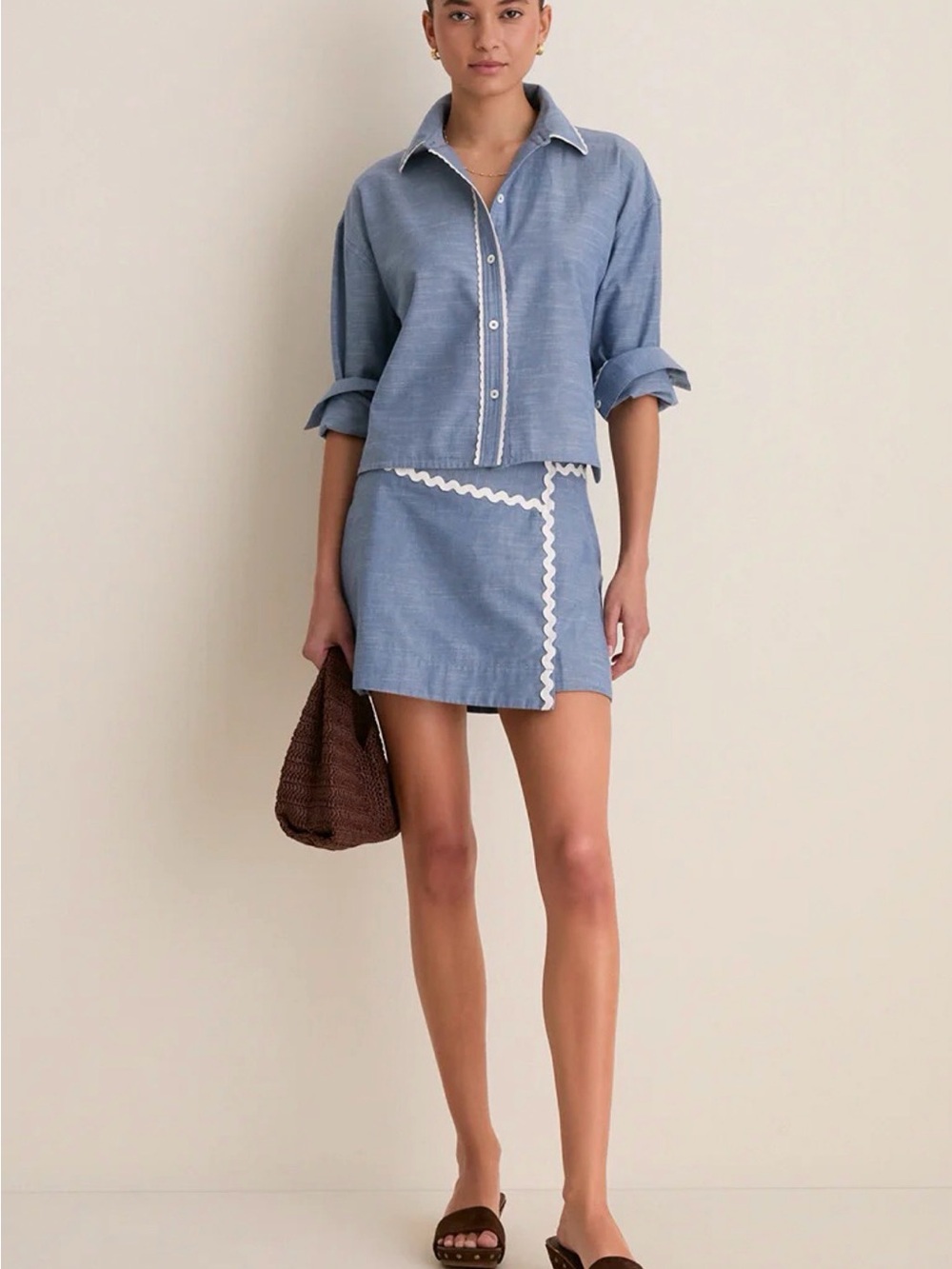 Tuckernuck Blue Mini Skirt with White Rickrack Trim Size 6 NWT